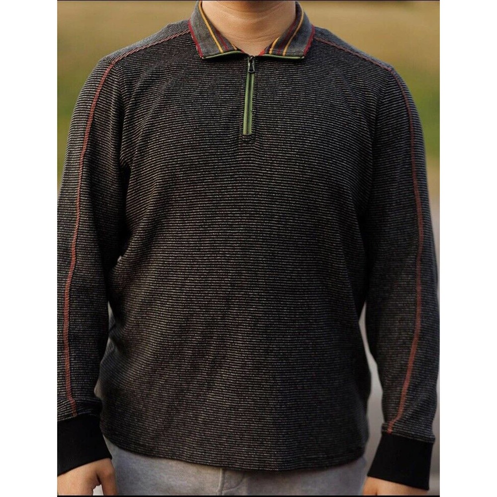 Robert Graham Elliot Heather Gray 1/4 Zip Pullover Golf Sweater $198 Sz L